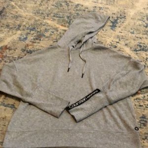 Calvin Klein gray small hoodie with logo sleeved - waffle material